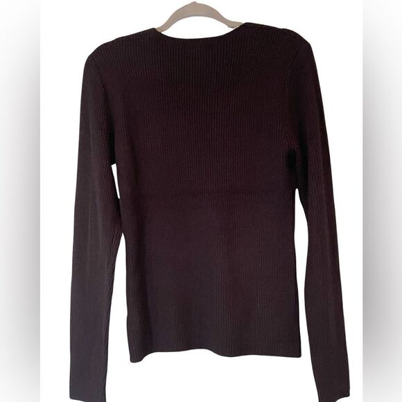 TRUTH V Neckline Rib knit sweater. Size: Large Color: Black - Picture 2 of 5